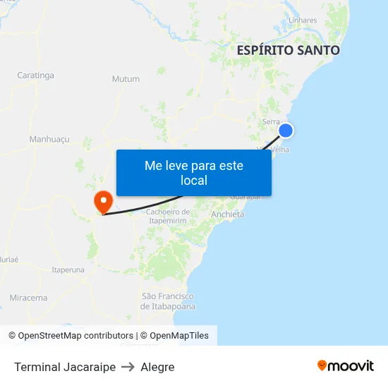 Terminal Jacaraipe to Alegre map