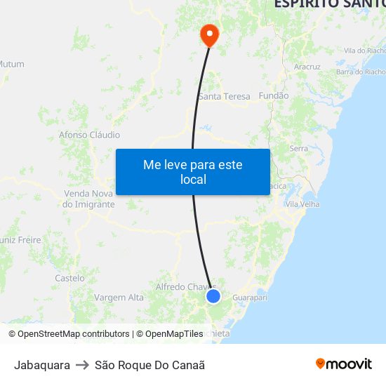Jabaquara to São Roque Do Canaã map