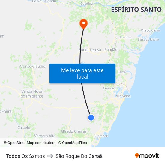 Todos Os Santos to São Roque Do Canaã map