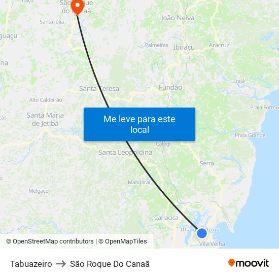 Tabuazeiro to São Roque Do Canaã map