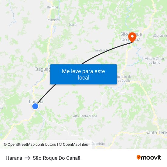 Itarana to São Roque Do Canaã map