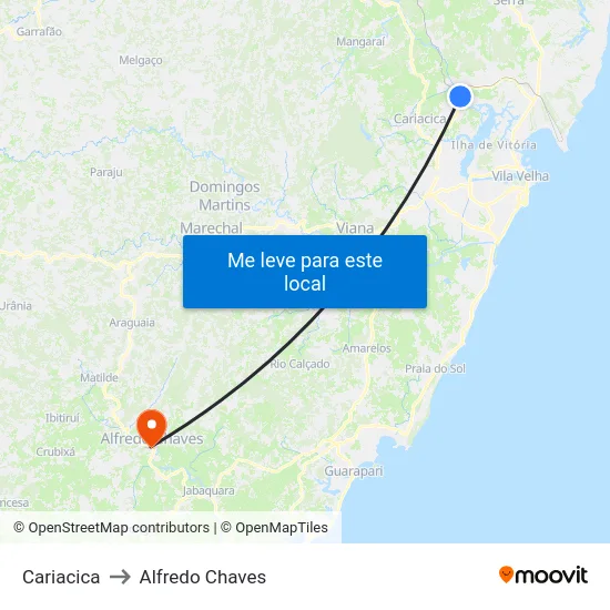 Cariacica to Alfredo Chaves map