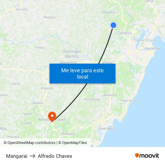 Mangarai to Alfredo Chaves map