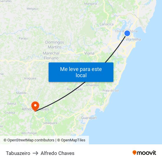 Tabuazeiro to Alfredo Chaves map