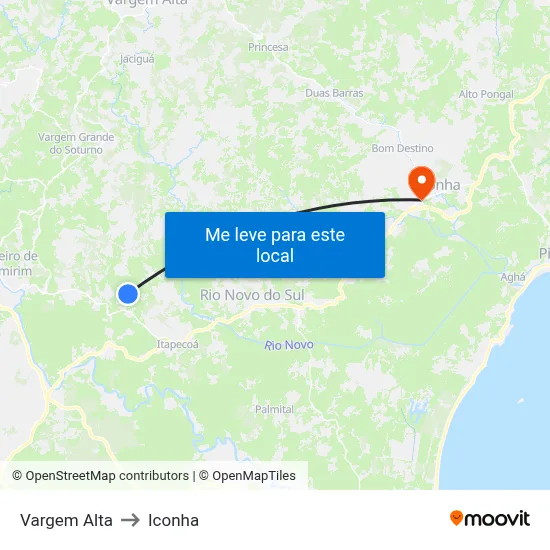 Vargem Alta to Iconha map