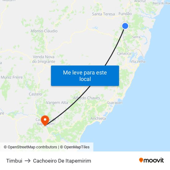 Timbui to Cachoeiro De Itapemirim map