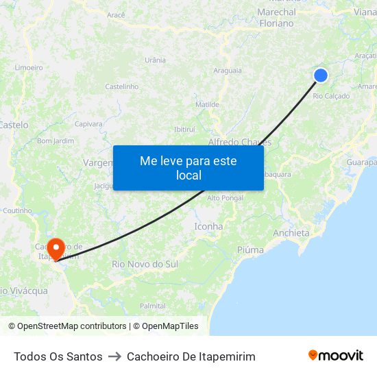 Todos Os Santos to Cachoeiro De Itapemirim map