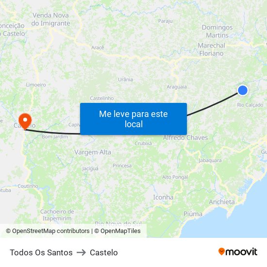 Todos Os Santos to Castelo map
