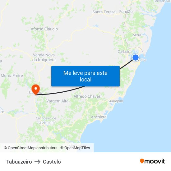 Tabuazeiro to Castelo map