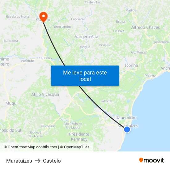 Marataízes to Castelo map