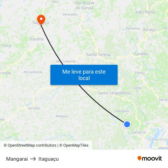Mangarai to Itaguaçu map