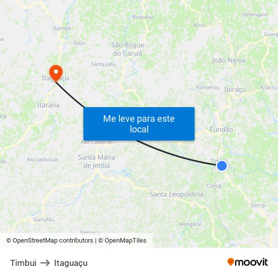 Timbui to Itaguaçu map