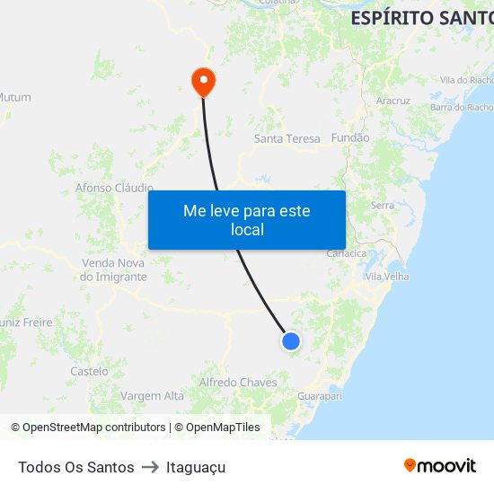 Todos Os Santos to Itaguaçu map