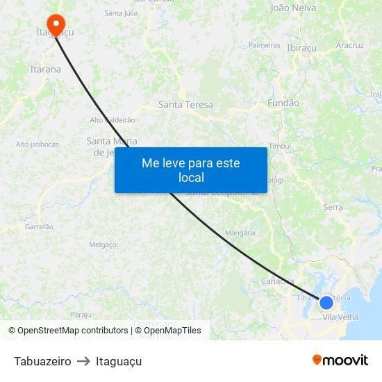 Tabuazeiro to Itaguaçu map