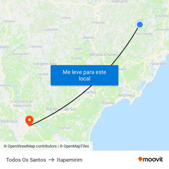 Todos Os Santos to Itapemirim map