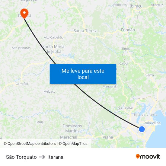 São Torquato to Itarana map