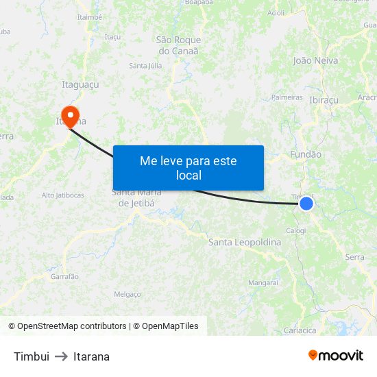 Timbui to Itarana map
