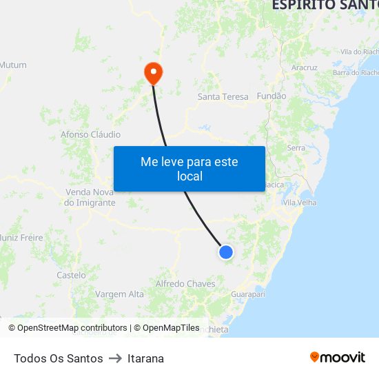 Todos Os Santos to Itarana map