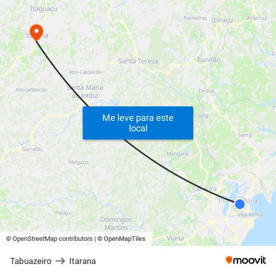 Tabuazeiro to Itarana map
