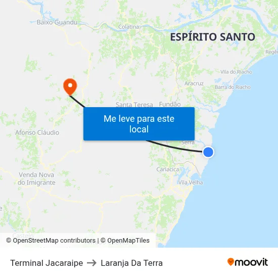 Terminal Jacaraipe to Laranja Da Terra map