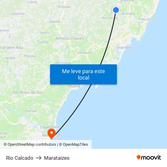 Rio Calcado to Marataízes map