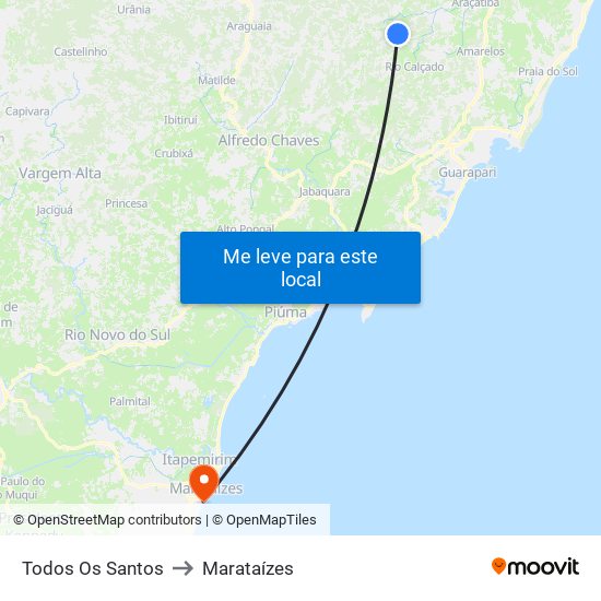 Todos Os Santos to Marataízes map