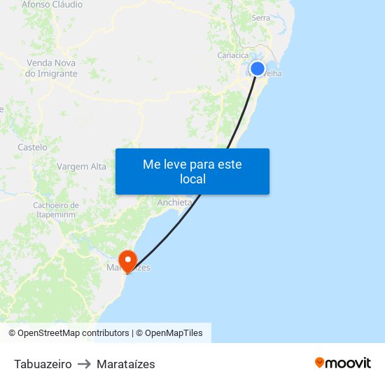 Tabuazeiro to Marataízes map