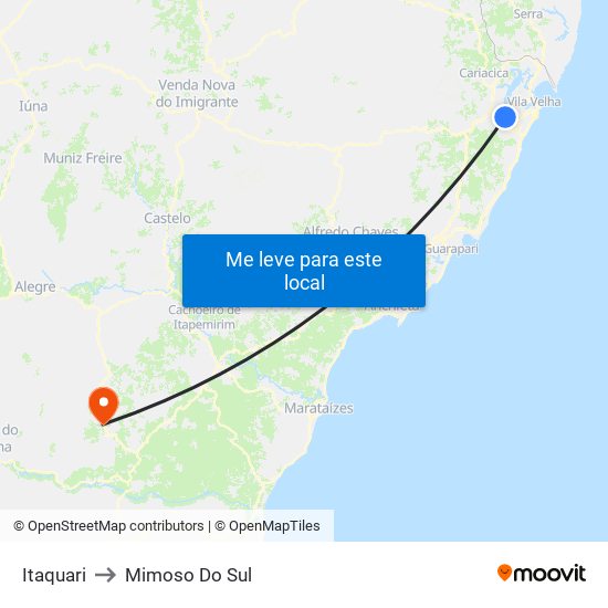 Itaquari to Mimoso Do Sul map