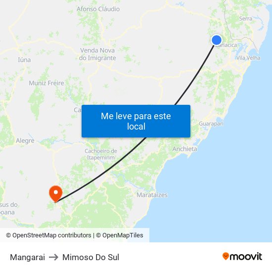 Mangarai to Mimoso Do Sul map
