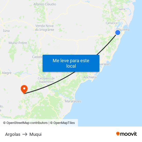 Argolas to Muqui map