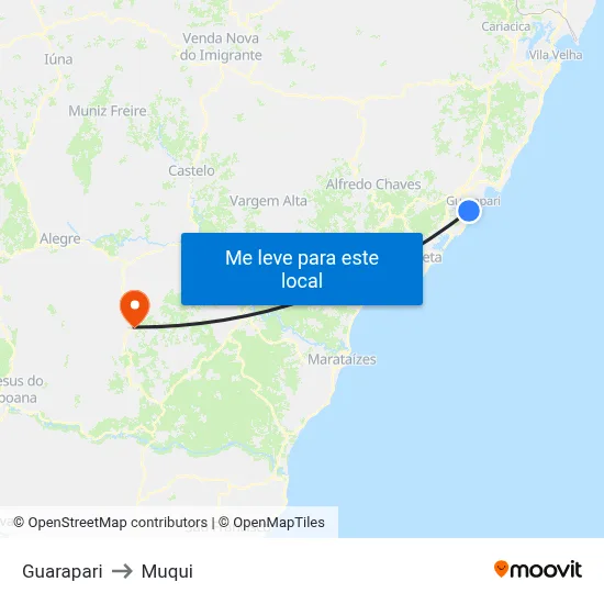 Guarapari to Muqui map
