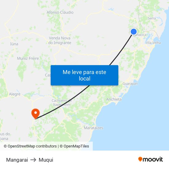 Mangarai to Muqui map