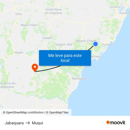 Jabaquara to Muqui map