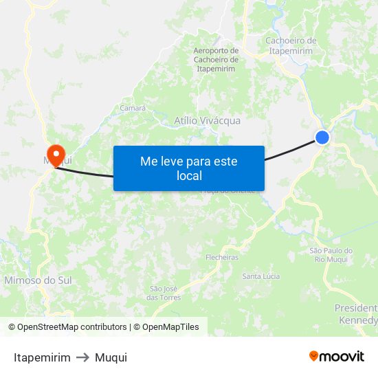 Itapemirim to Muqui map