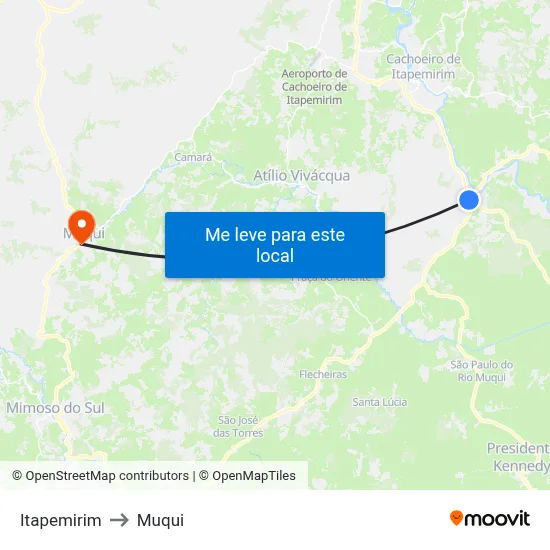 Itapemirim to Muqui map