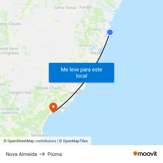 Nova Almeida to Piúma map