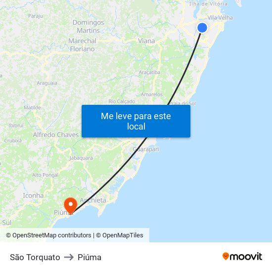 São Torquato to Piúma map
