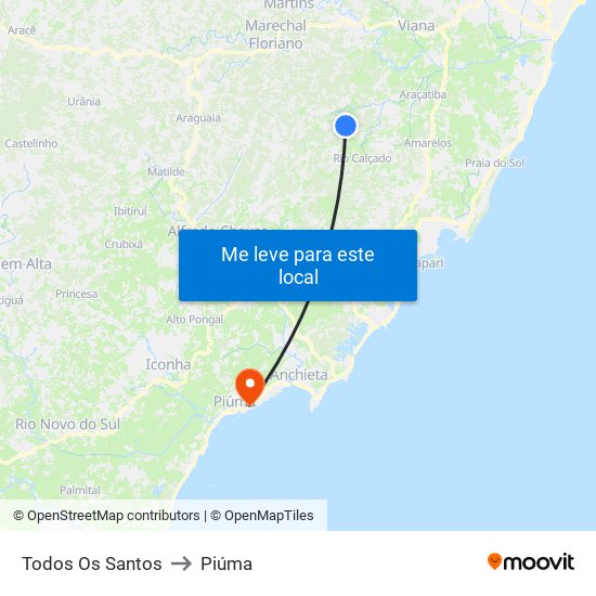 Todos Os Santos to Piúma map