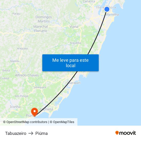 Tabuazeiro to Piúma map