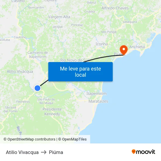Atilio Vivacqua to Piúma map