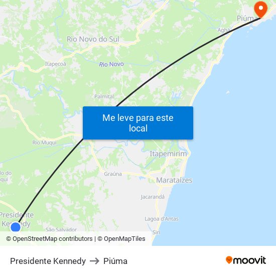 Presidente Kennedy to Piúma map