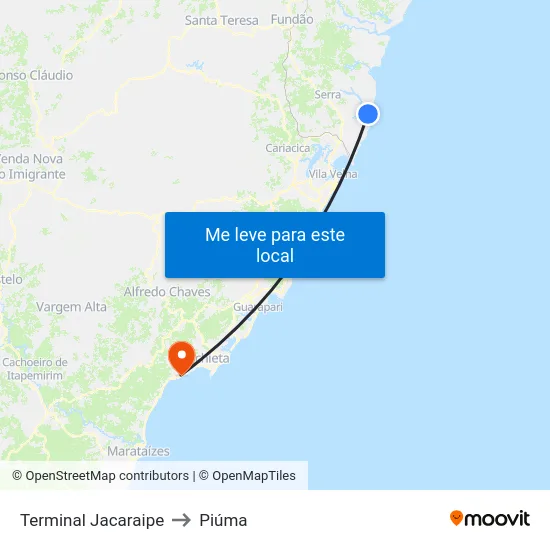 Terminal Jacaraipe to Piúma map