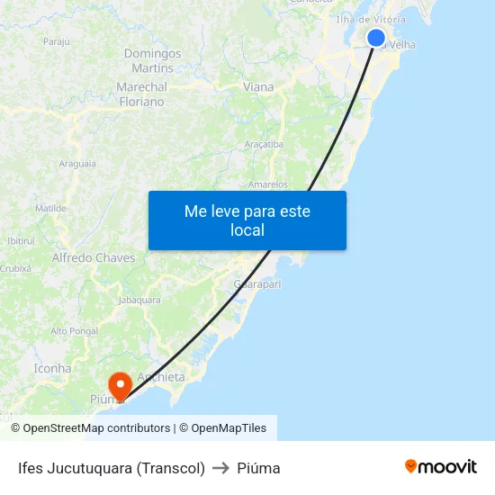 Ifes Jucutuquara (Transcol) to Piúma map