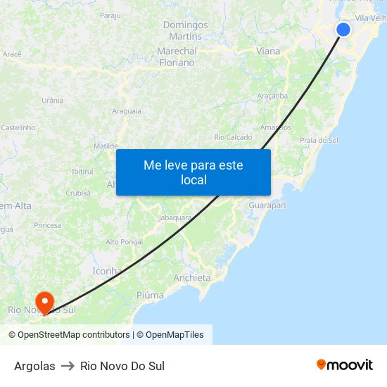 Argolas to Rio Novo Do Sul map