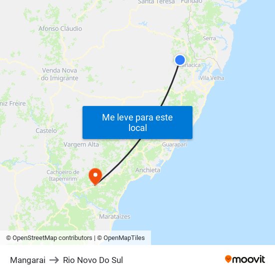 Mangarai to Rio Novo Do Sul map