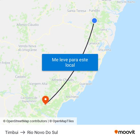 Timbui to Rio Novo Do Sul map