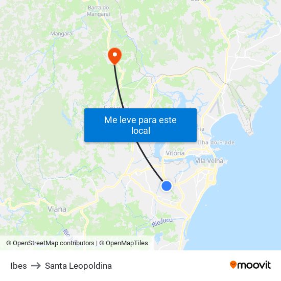 Ibes to Santa Leopoldina map