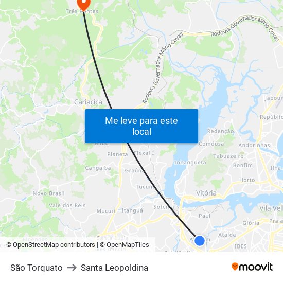 São Torquato to Santa Leopoldina map