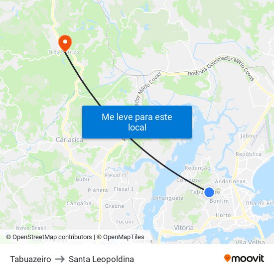 Tabuazeiro to Santa Leopoldina map