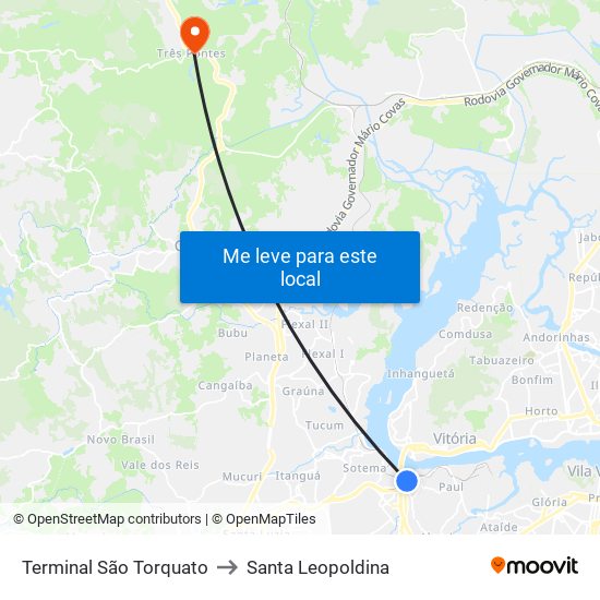 Terminal São Torquato to Santa Leopoldina map